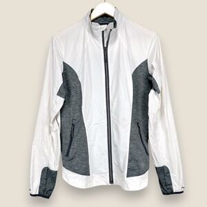 Mountain Hardwear Mighty Power Hybrid Jacket Women Large White Gray Zip Pockets